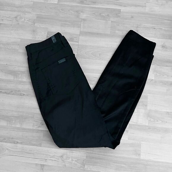 7 For All Mankind Black High Rise Ankle Skinny Velvet Jeans Button Fly Size 28 - Picture 3 of 11